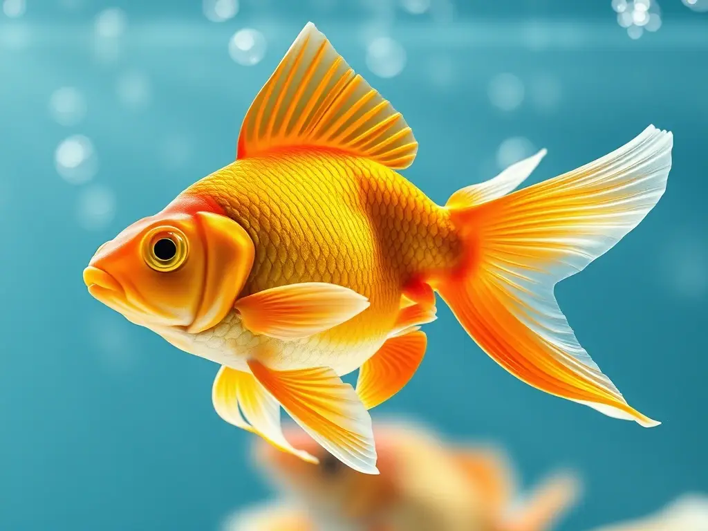 Ilustración de goldfish saludable en acuario con detalles realistas