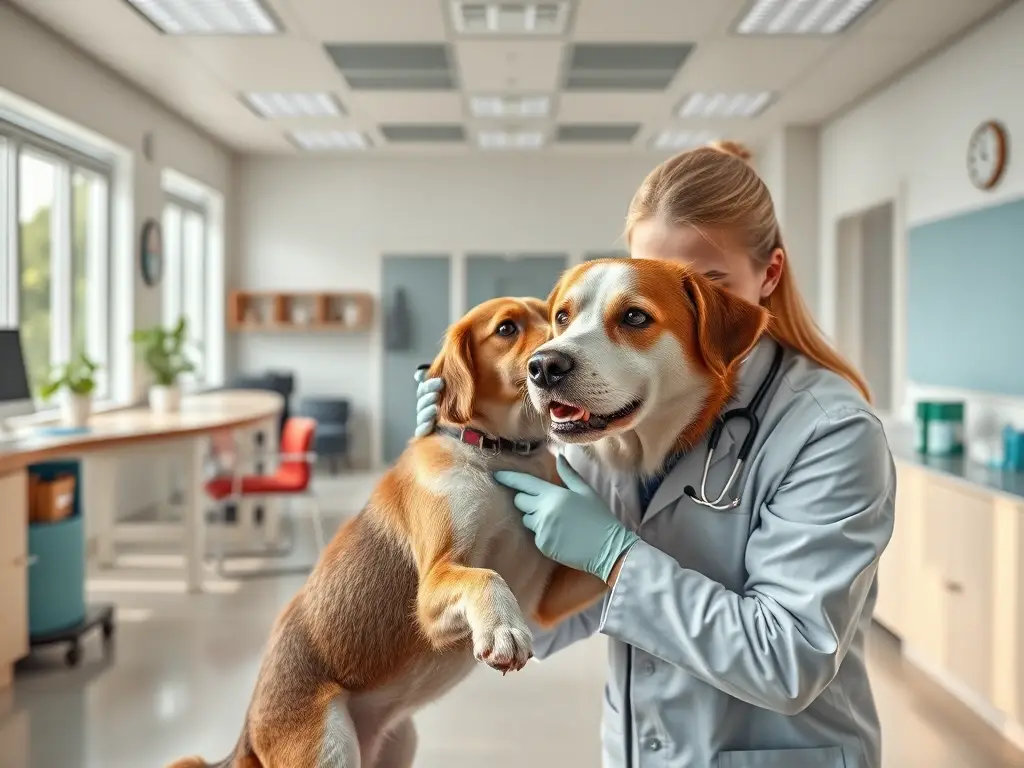 Un clinic moderno con cuidado canino y productos de coco