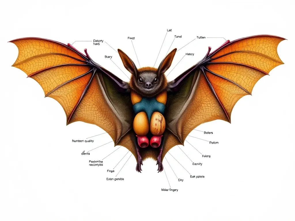 Una ilustración realista de anatomía de una batra, con enfoque en reproduccion, alta calidad y detalles precisos