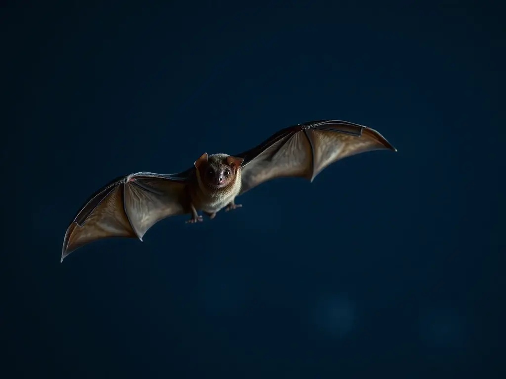 Imagen realista de un murciélago volando en el cielo nocturno