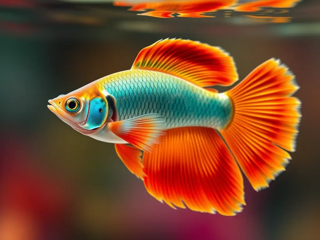 Fotografía realista de un pez guppy embarazada