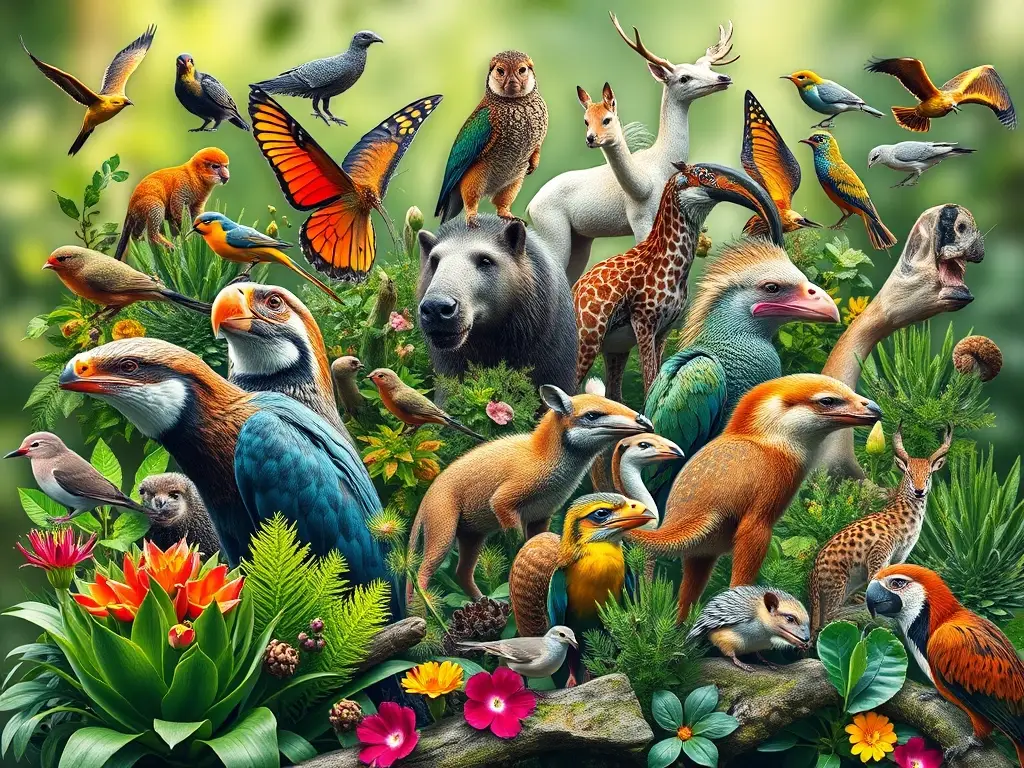 Fotorealista de animales diversos en hábitats, con precisión