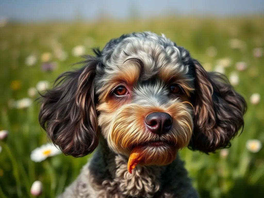 Imagen realista de un caniche con piel sensible y brillante