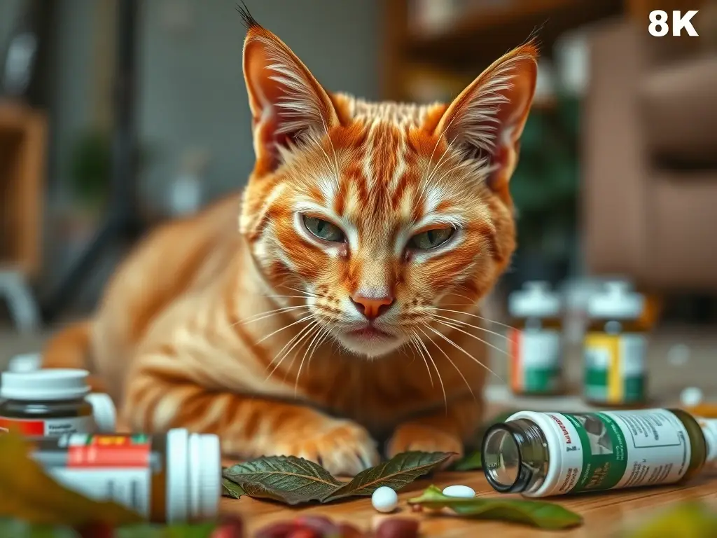 Fotografía realista de un gatito tabá de fuego con expresión y enfoque en una habitación