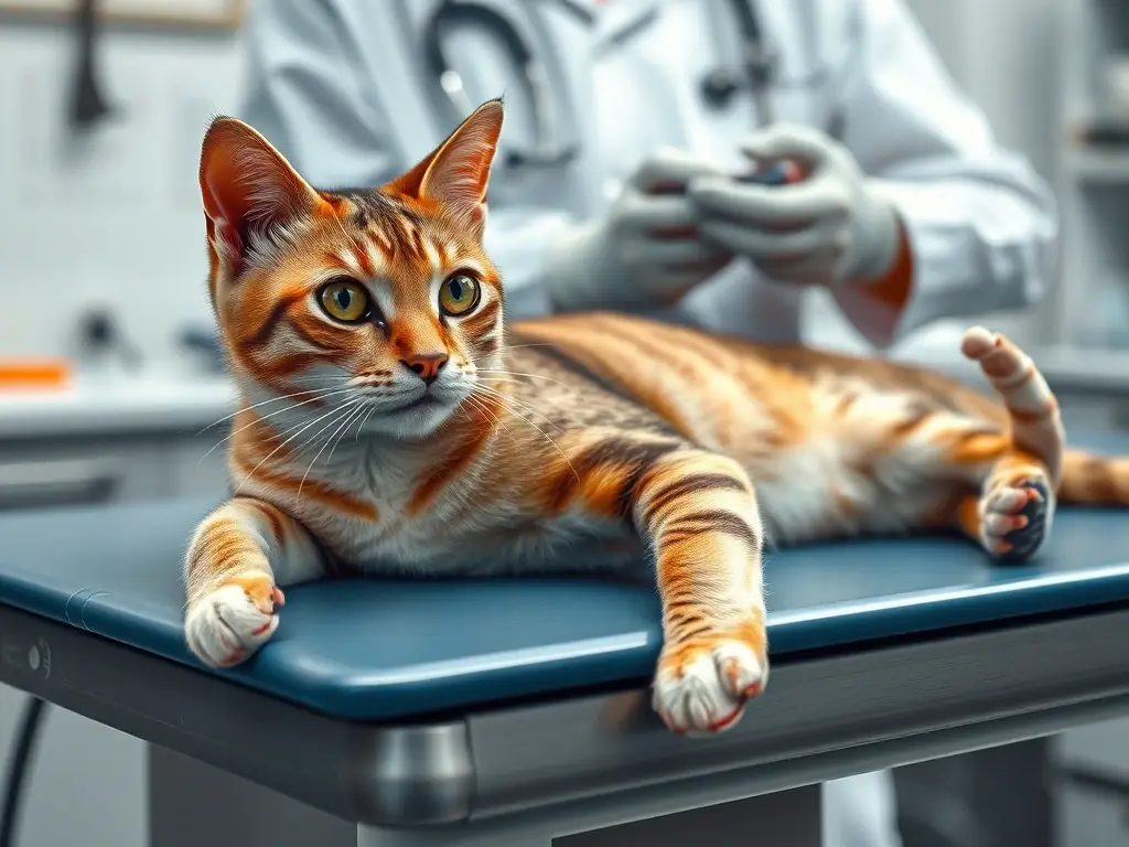 Fotorealista, ilustración de gato en consulta veterinaria