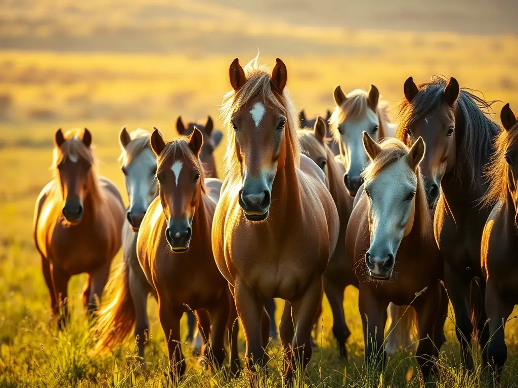 Un retrato realista de caballos salvajes majestuosos