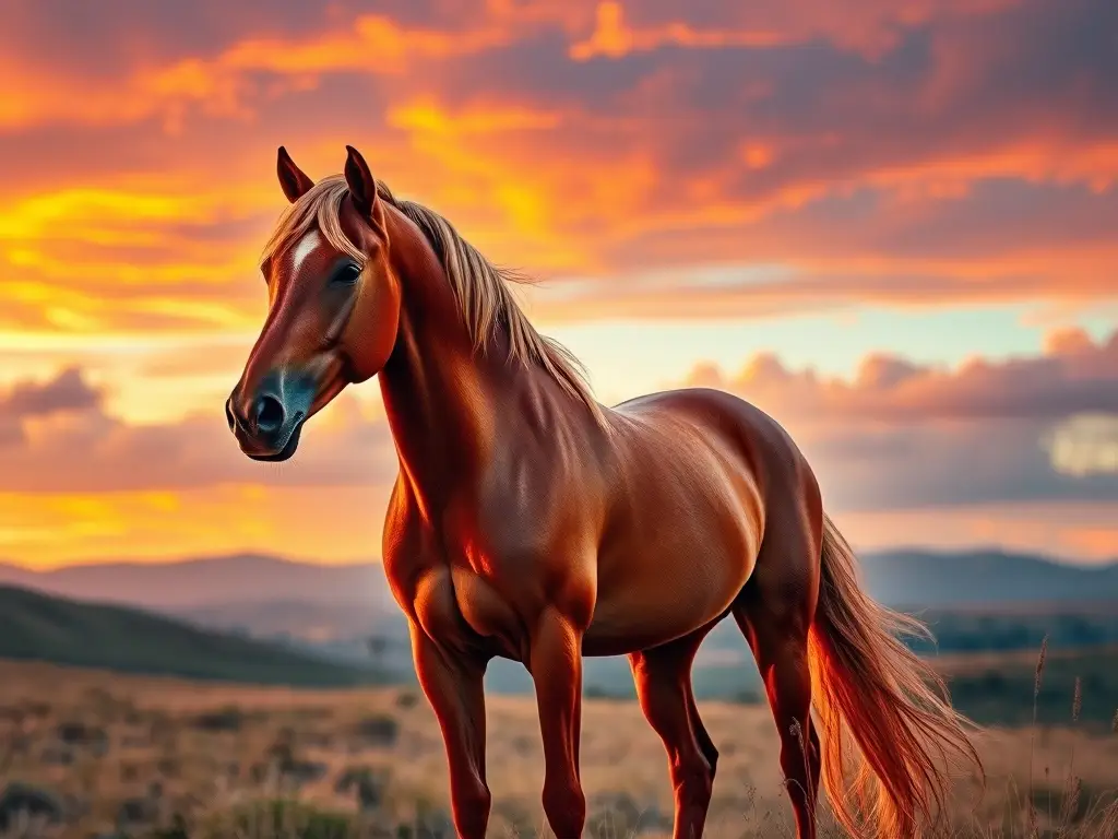 Un retrato majestuoso del caballo árabe al atardecer