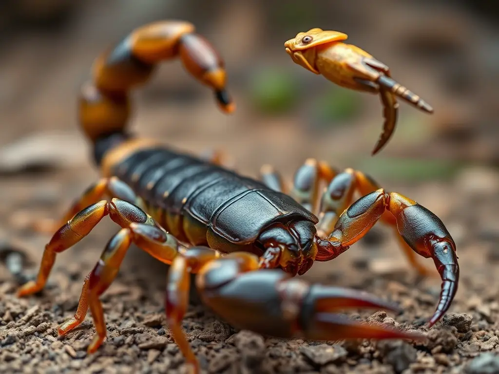 Foto realista de un escorpión venenoso con detalles precisos