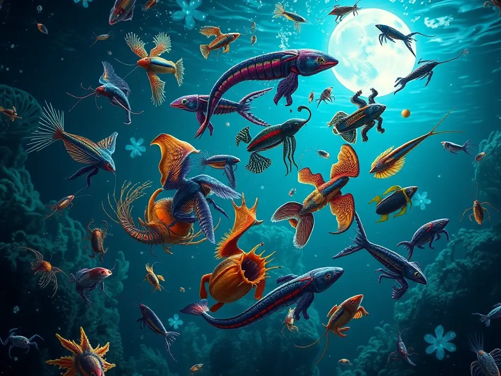Una fotografía realista de ajolots en un ecosistema submarino