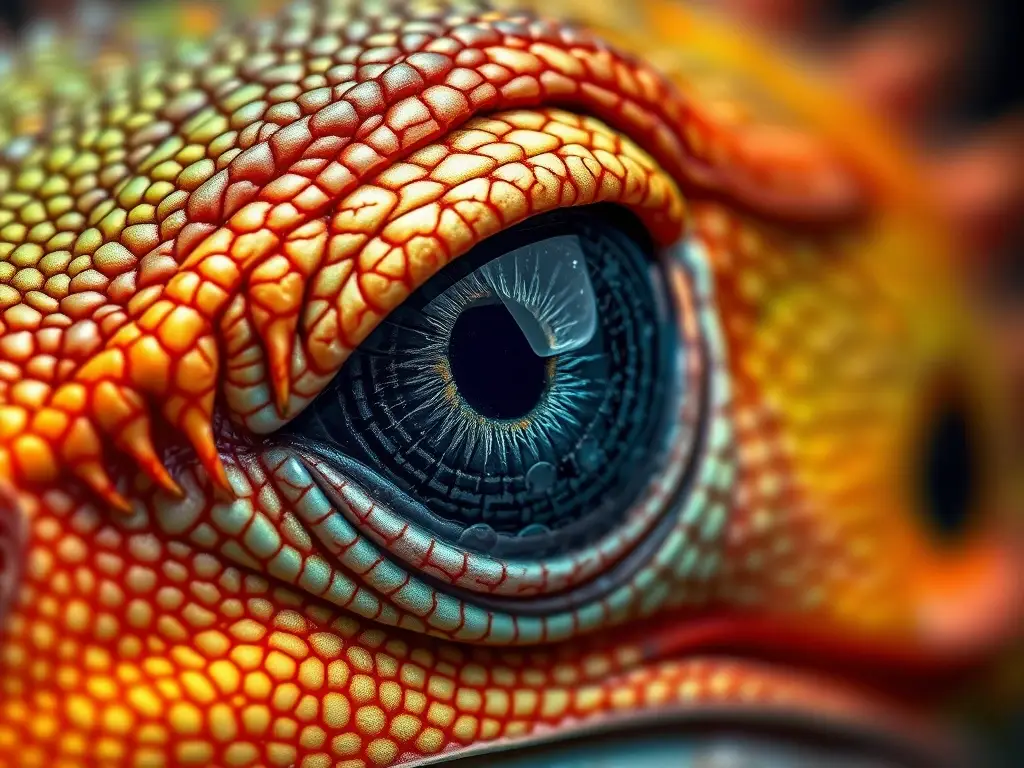 Un retrato realista de un ojo de lagarto, detallado