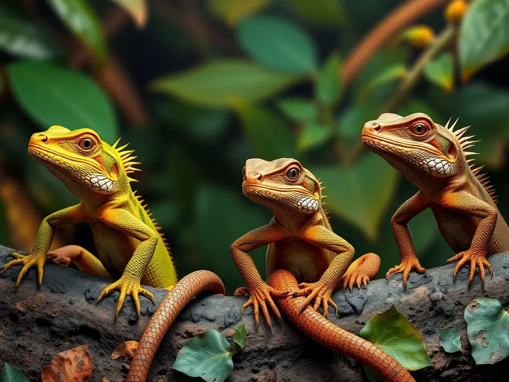 Fotorealista de lagartijas en hábitats vibrantes