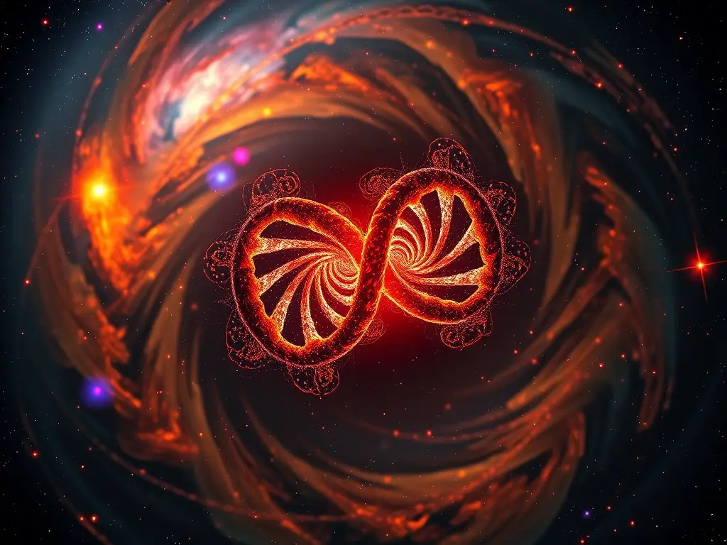 Una imagen detallada de doble hélice molecular en un nebulosa estrellada que reproduce