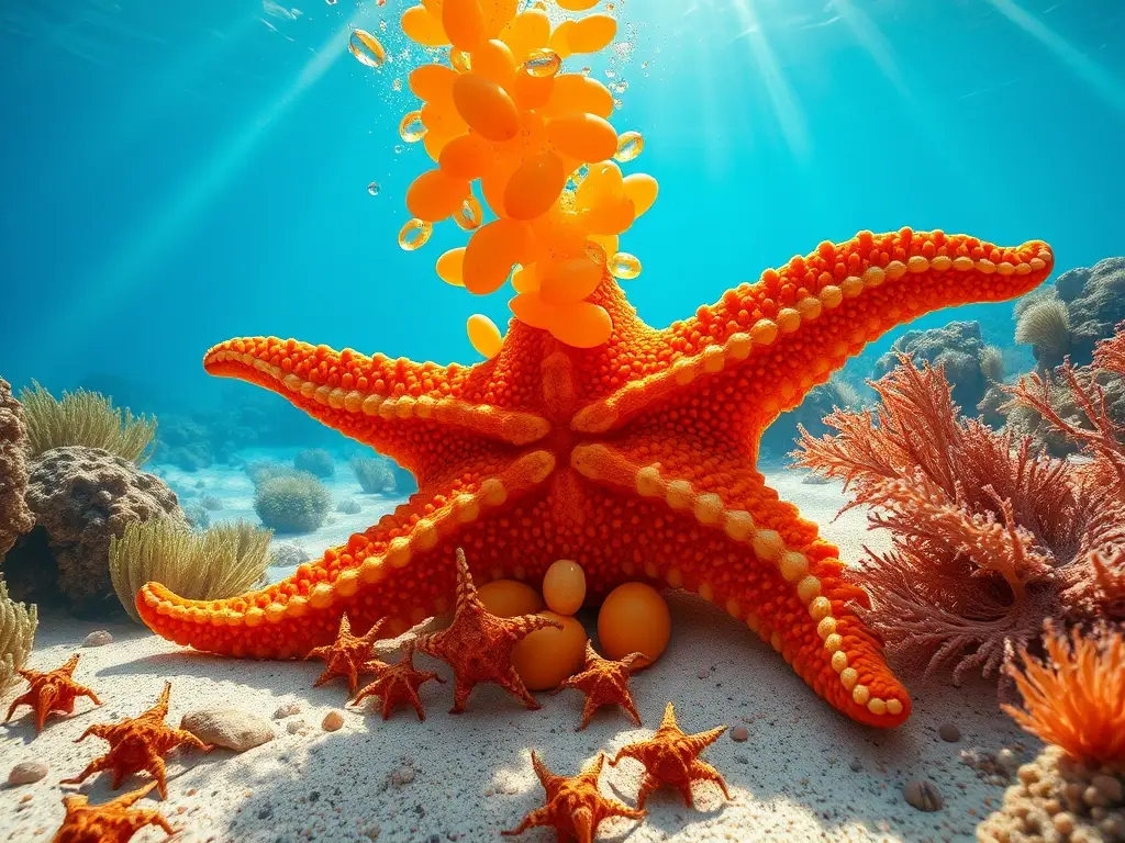 Gran estrella naranja libera huevos resplandecientes