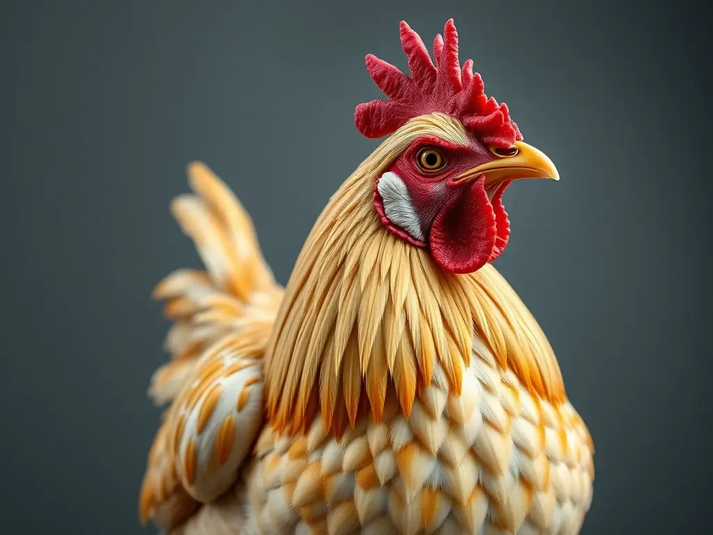 Fotografía realista de una gallina con plumaje detallado