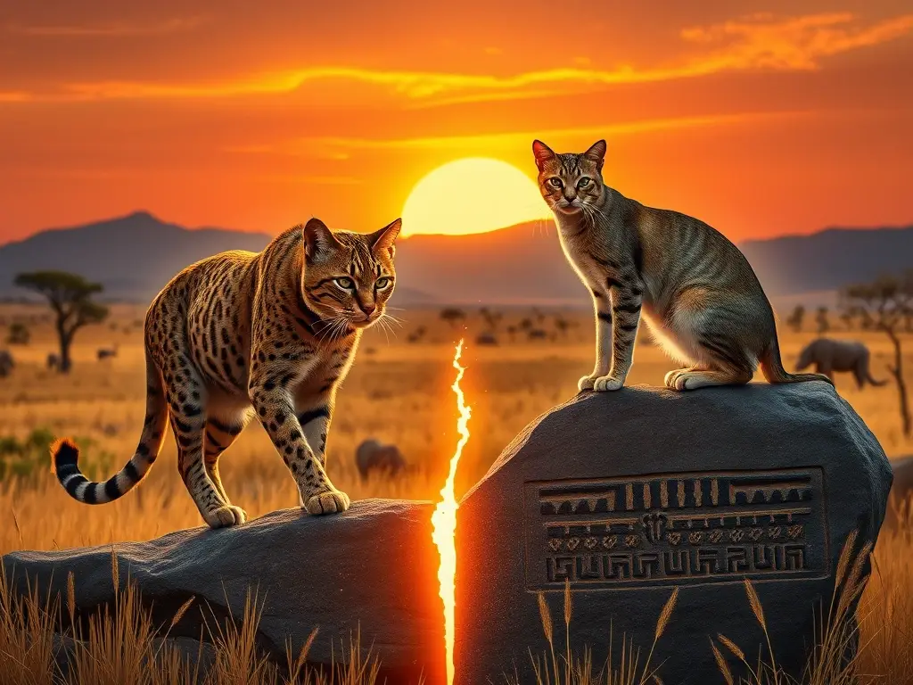 División evolutiva: gato salvaje y doméstico