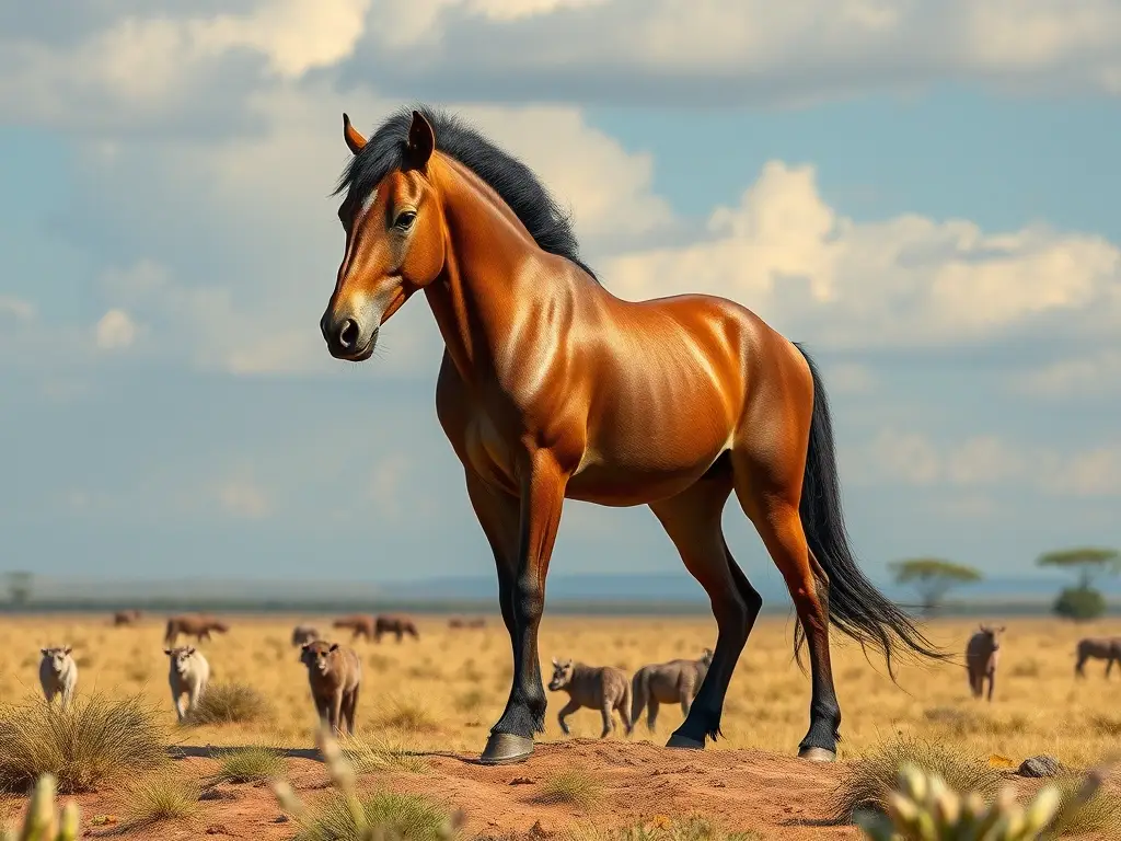 Imagen fotorealista de un caballo prehistórico Pleistocene