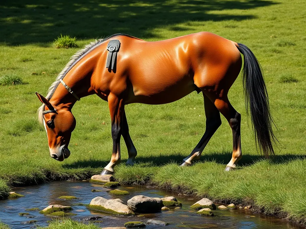 Foto realista de un caballo thoroughbred en un paisaje natural