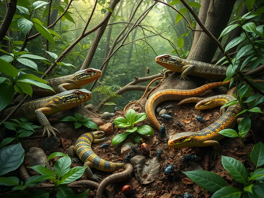 Un retrato magistral de reptiles en un bosque mediterráneo