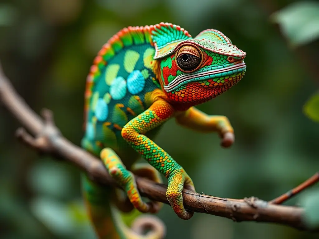 Foto realista de una lagartija chameleon mediterráneo