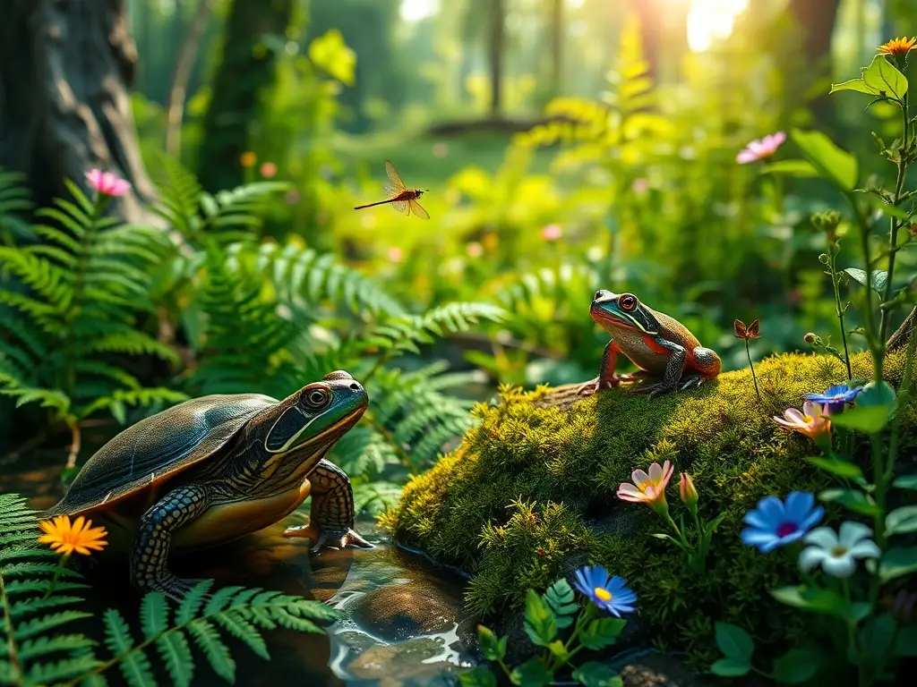 Una imagen realista de un bosque mediterránea exuberante y detallada