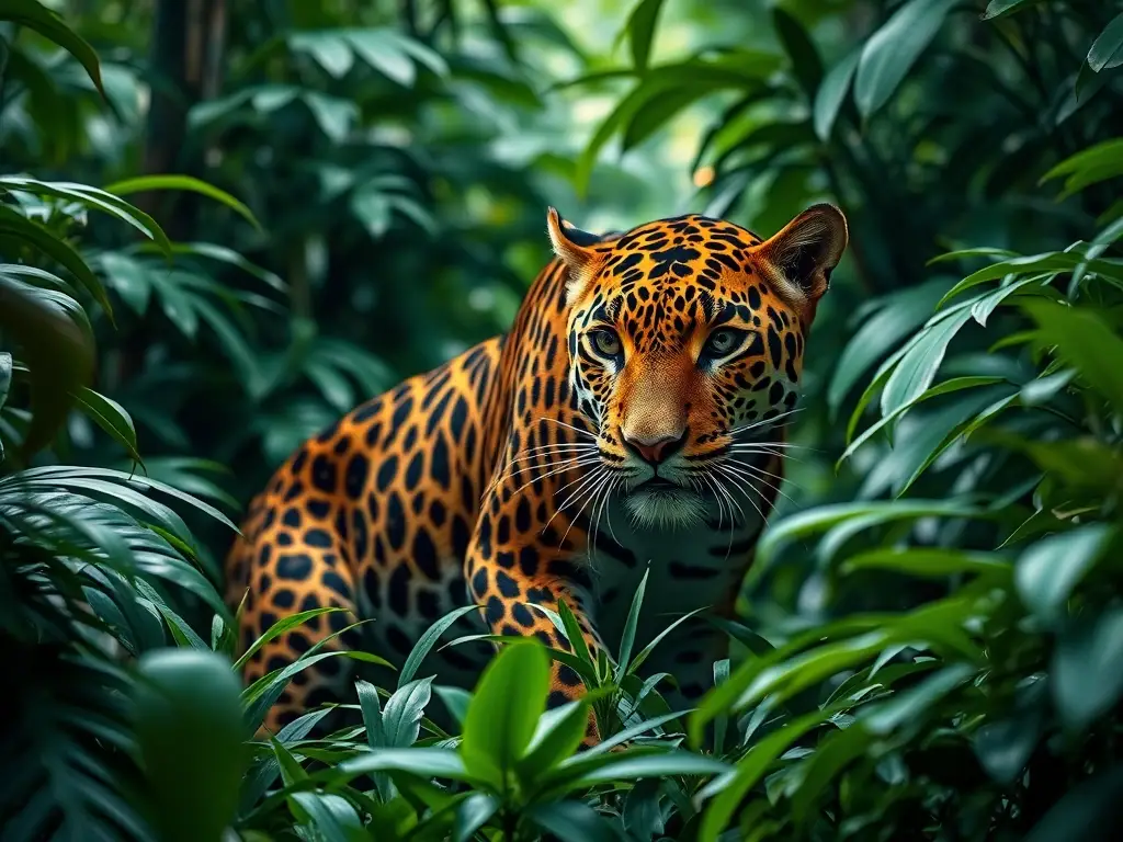 Foto en estilo fotorealista de jaguar en selva tropical