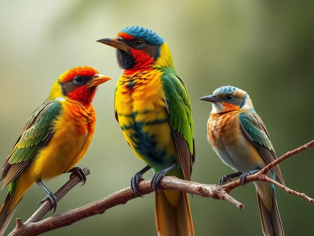 Foto realista de aves vibrantes en Puebla, altamente detallada