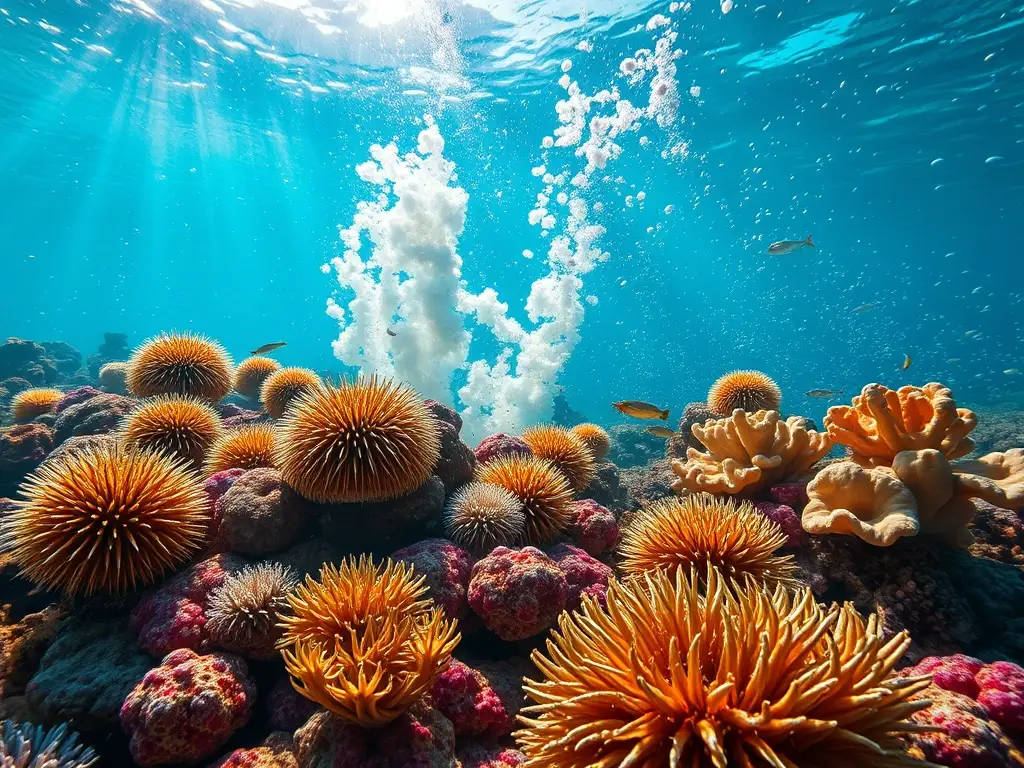 Arrecife coralino vibrante con fertilización externa
