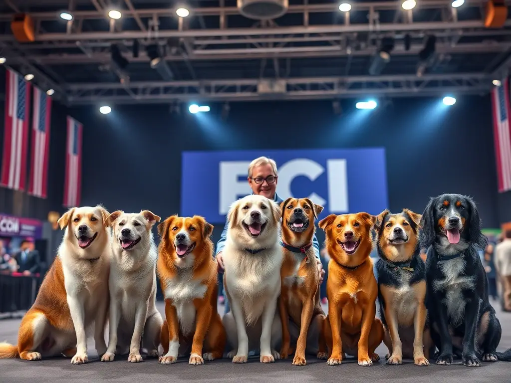 Foto de arte realista para un artículo sobre razas caninas en una exhibición FCI