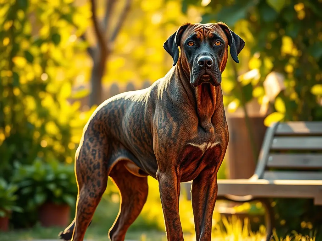 Majestuoso Fila Brasileiro en jardín soleado