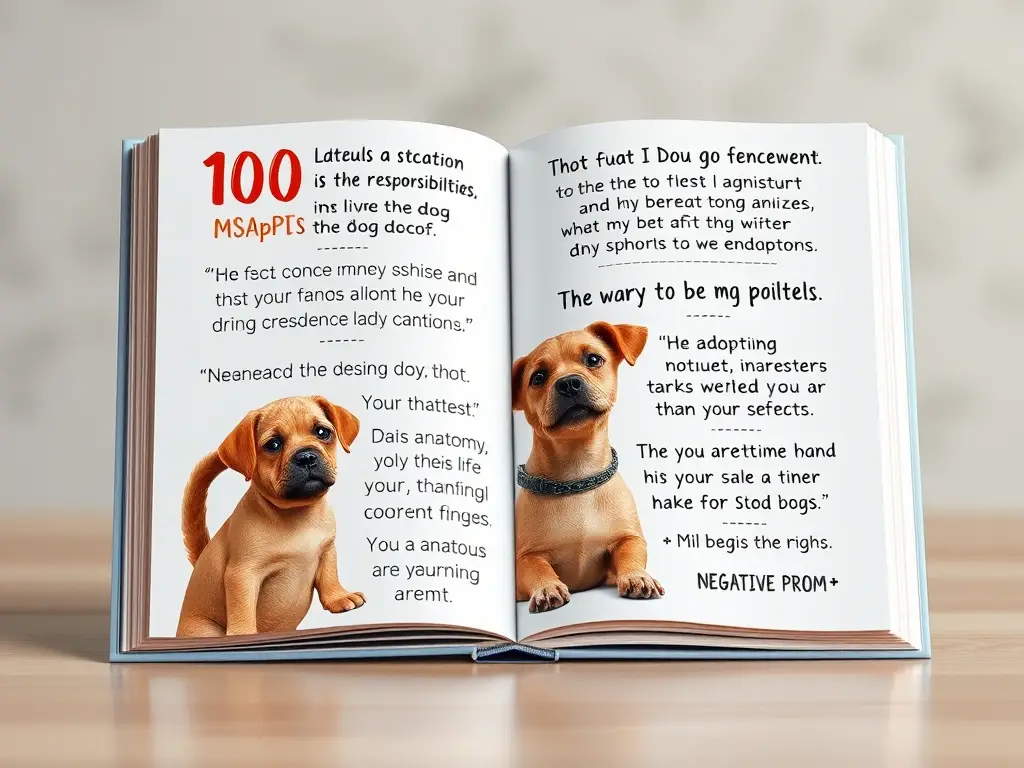 Libro de quotes sobre adopción canina con diseño realista
