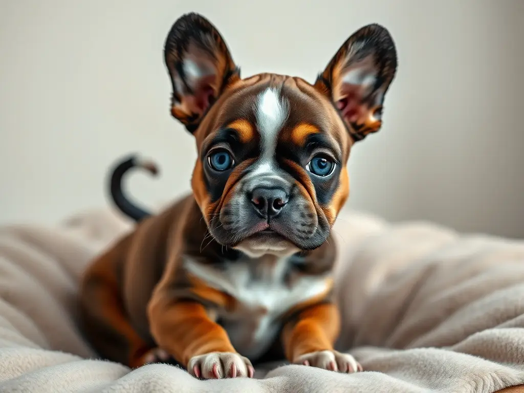 Un retrato realista de un cachorro Frenchie feliz y adorable