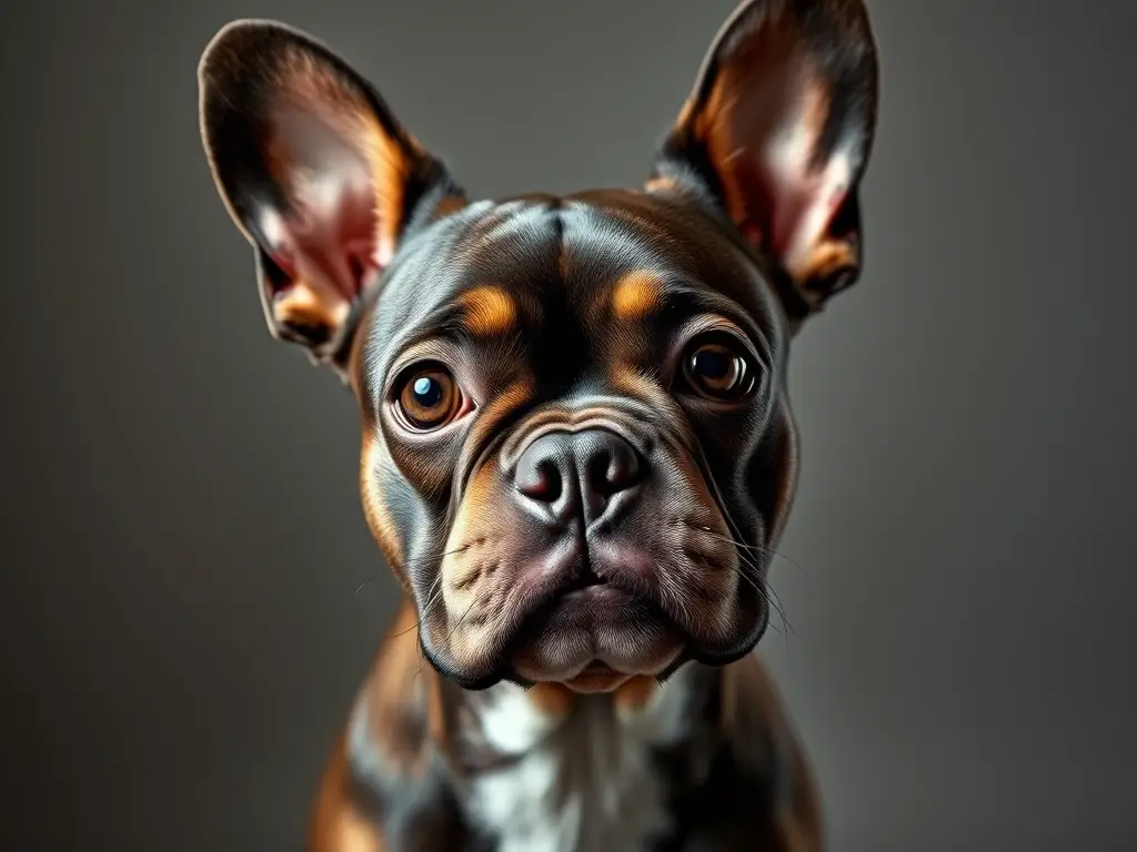 Fotografía realista y detallada de un Frenchie elegante