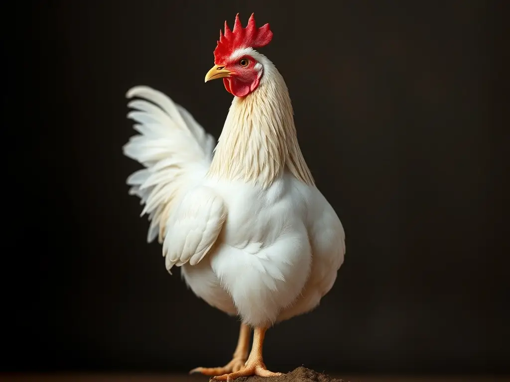 Fotografía realista de una gallina lorienta, detallada y sin texto
