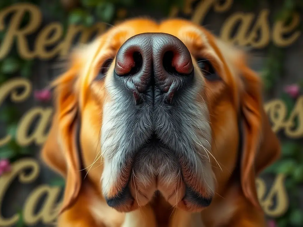 Fotografía realista de cabeza deGolden Retriever con textura y color de nariz