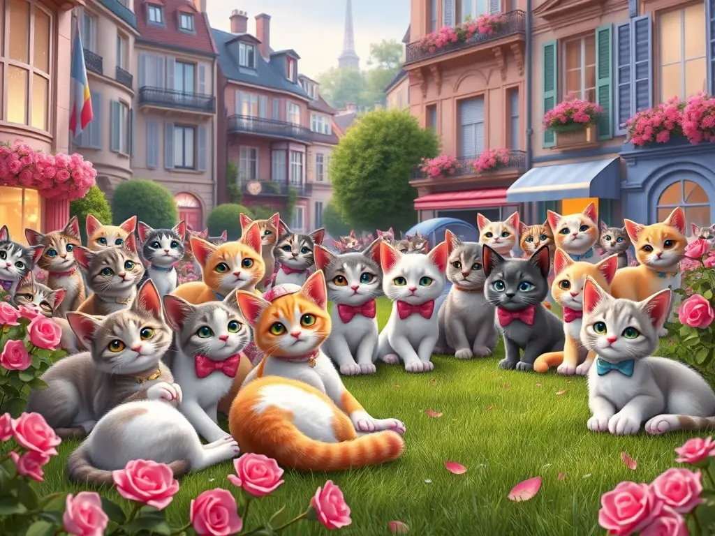 Un retrato realista de gatos Disney en Paris