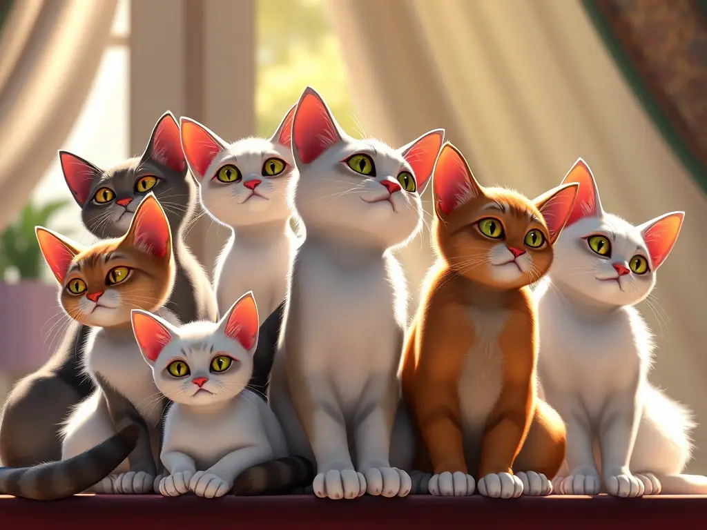 Fotorealista retrato de gatos Disney Aristocats soleados