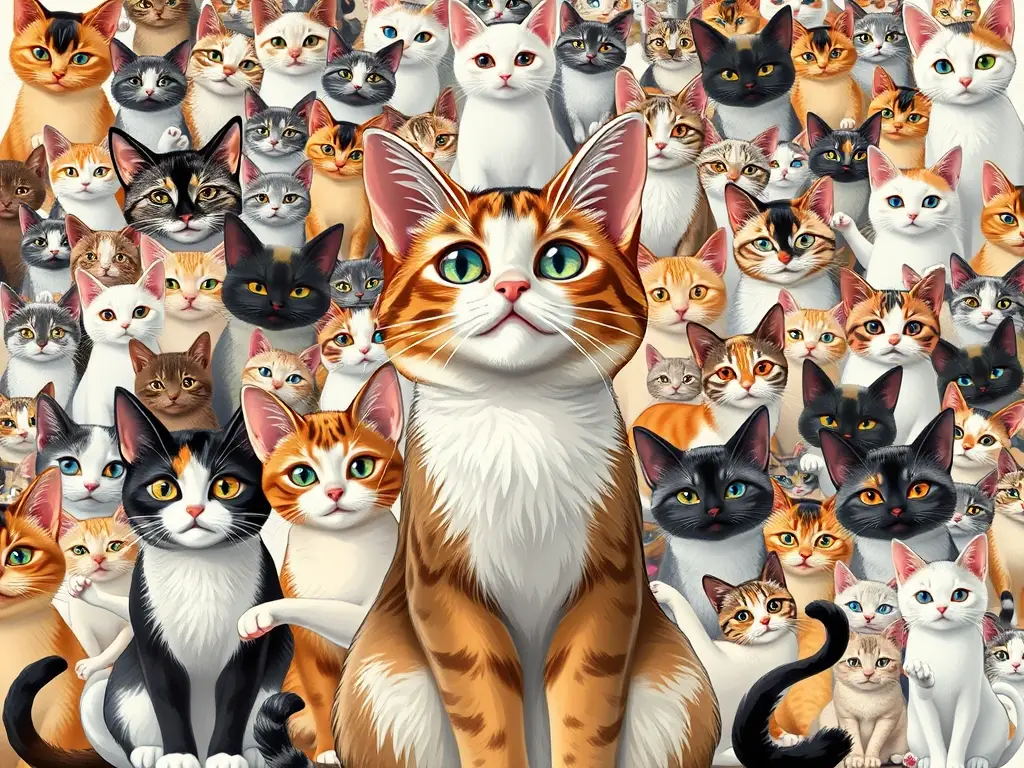 Un collage de ilustraciones de gatos Disney en alta resolución con estilo adorable