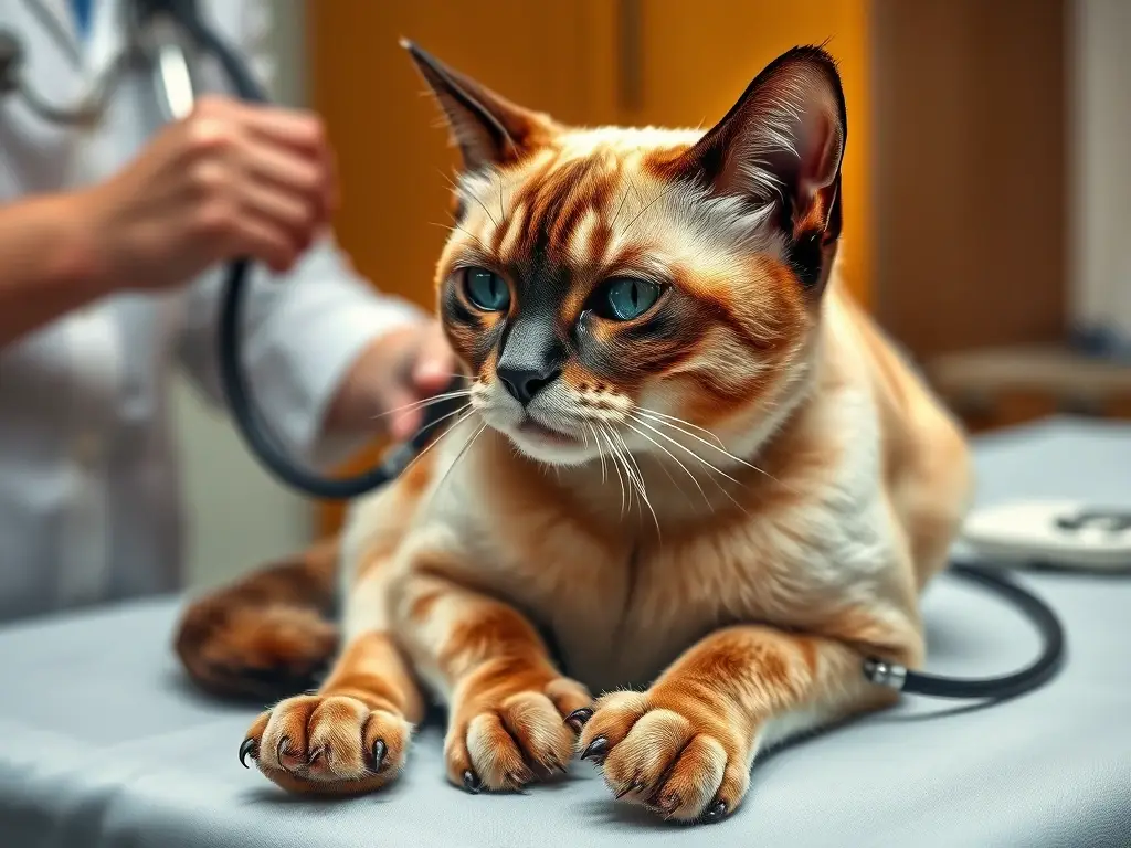 Fotografía realista de una gata siamesa en duelo con heridas