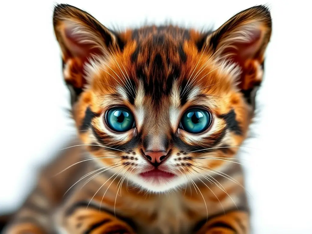 Un retrato realista de un gatito Bombay juguetón y adorable
