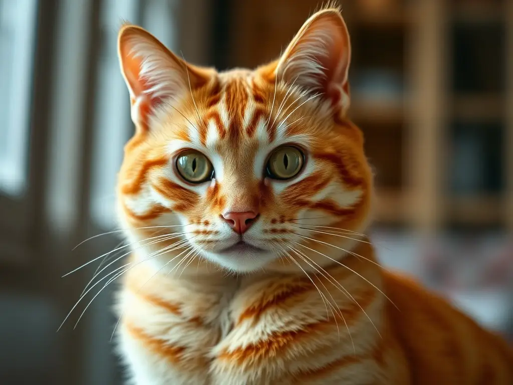 Un retrato realista de un gatito tabby de color dorado