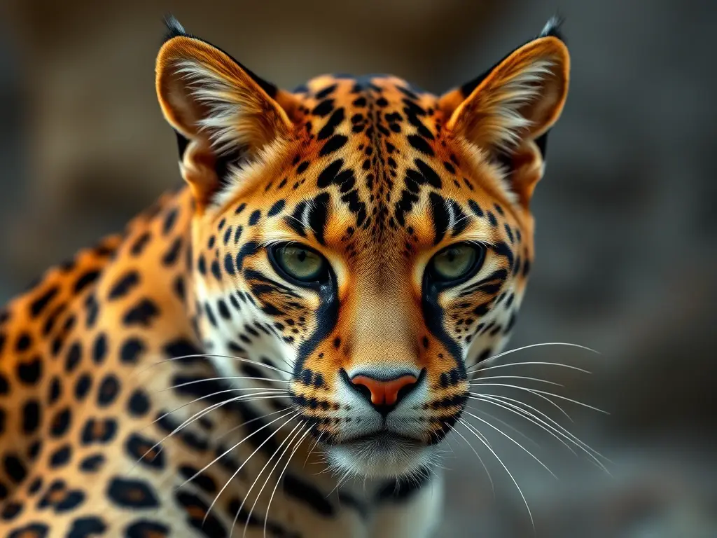 Foto realista de un leopardo manchado con toque salvaje