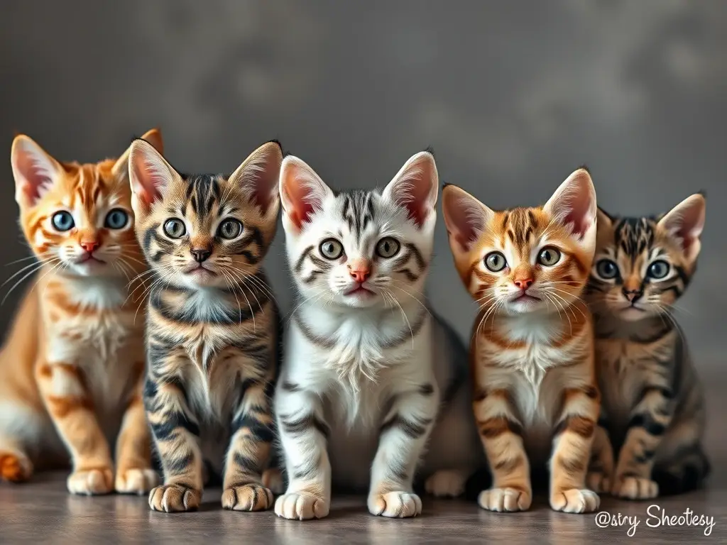 Fotograma realista de gatos miniatura en su hábitat natural