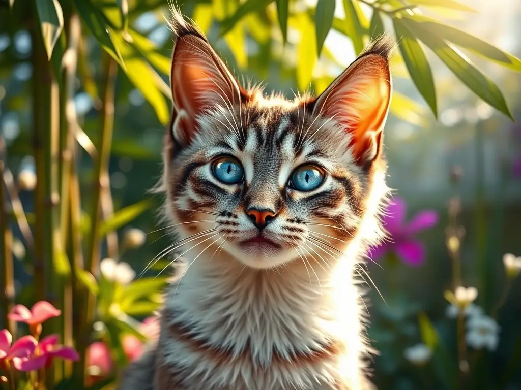 Una majestuosa fotorealista del gato Korat con ojos azules