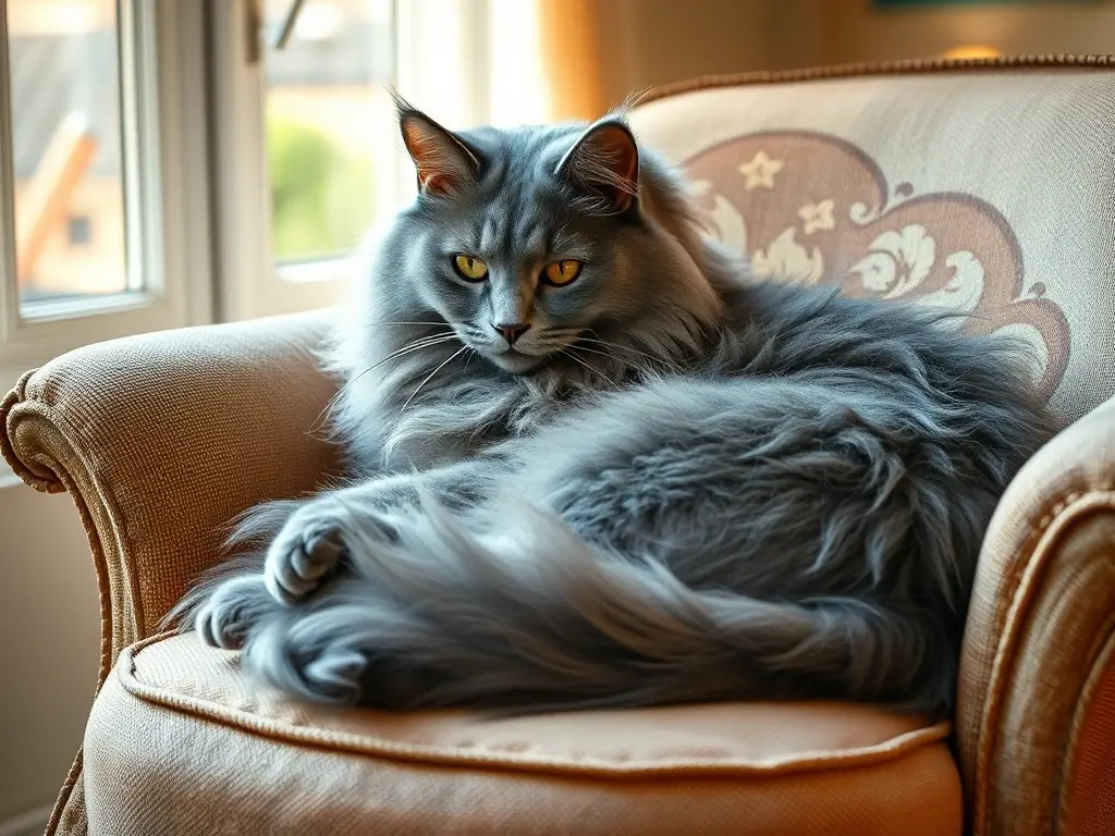 Imagen de un felino Nebelung realista y detallado