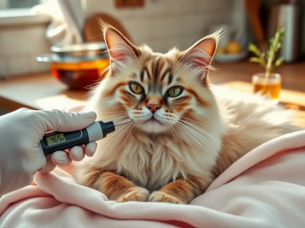 Veterinario revisa gato en cocina luminosa