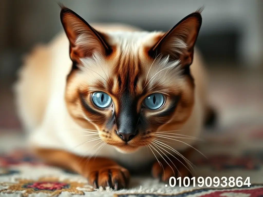 Un retrato de gato siamés con ojos azules y una imagen de alta definición