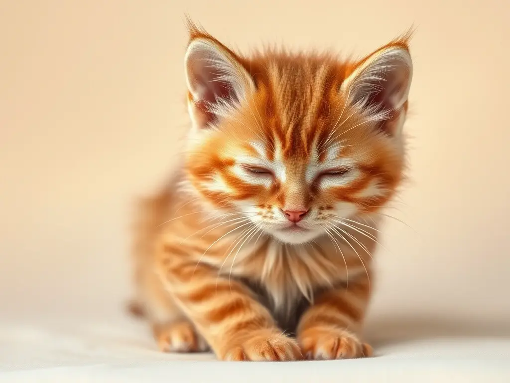 Un retrato realista y capte de un gatito de color Carey Gris con ojos cerrados