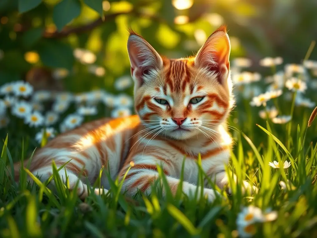 Fotografía realística de gatito con spots de oro y purr
