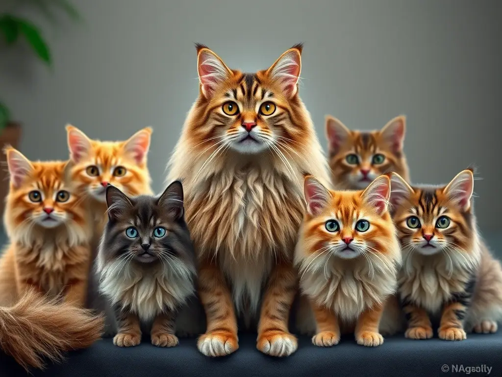 Photorealistic portrait de gatos exóticos en un entorno de vida