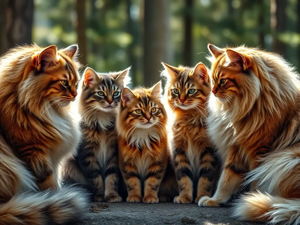 Photorealistic 8k fotografía de gatos de pelo largo en Noruega